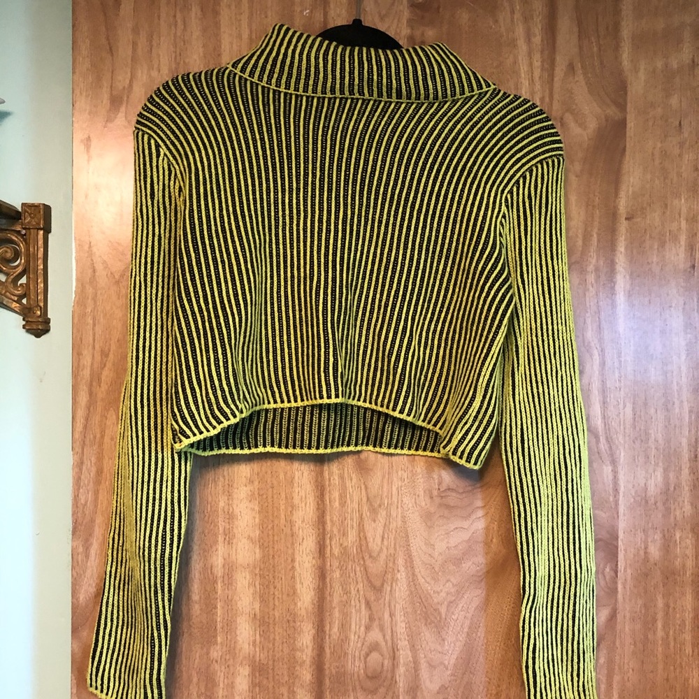Neon green and black cropped sweater